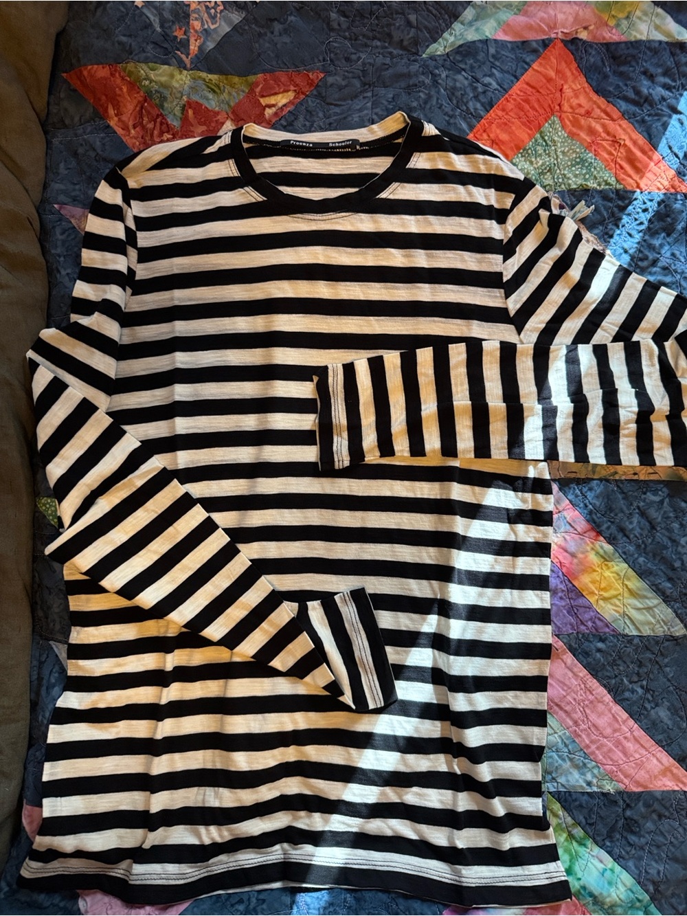 Proenza Schouler Black & White Striped Long Sleeve Tee size M brand new